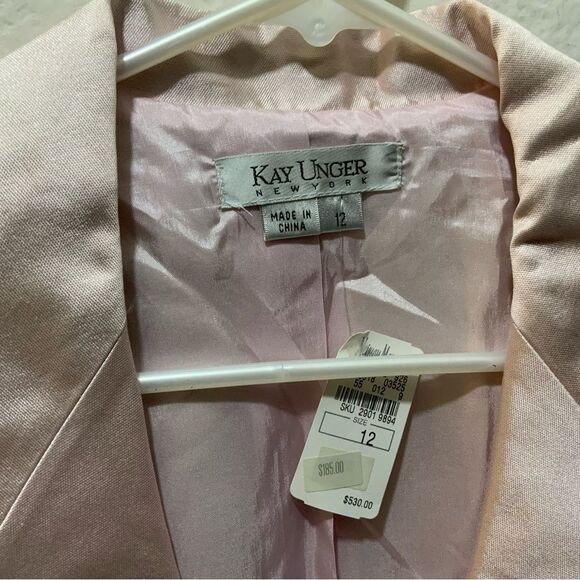 NWT Kay Unger New York Ivory Satin Blazer sz 12 Silk blend Bling Buttons - Picture 4 of 11